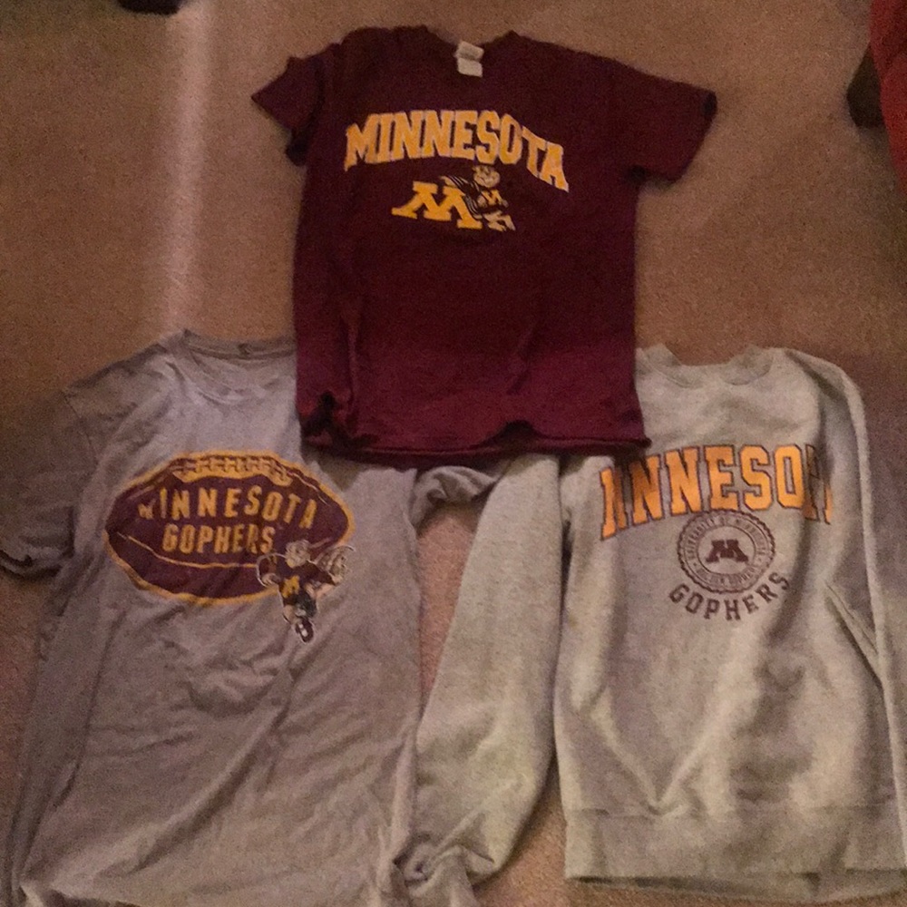 University of Minnesota shirts and sweatshirt